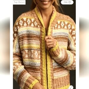 NWT Anthropologie Wander Zip Up Cardigan Knit Sweater size XL